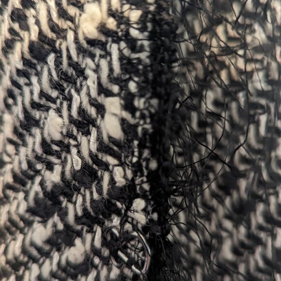 Zara Women Fringe Edges Textured Blazer Size 10 Black Cream - Picture 2 of 12